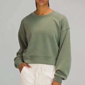 LULULEMON Perfectly Oversized Cropped Crew Softstreme  Green Twill Size 6